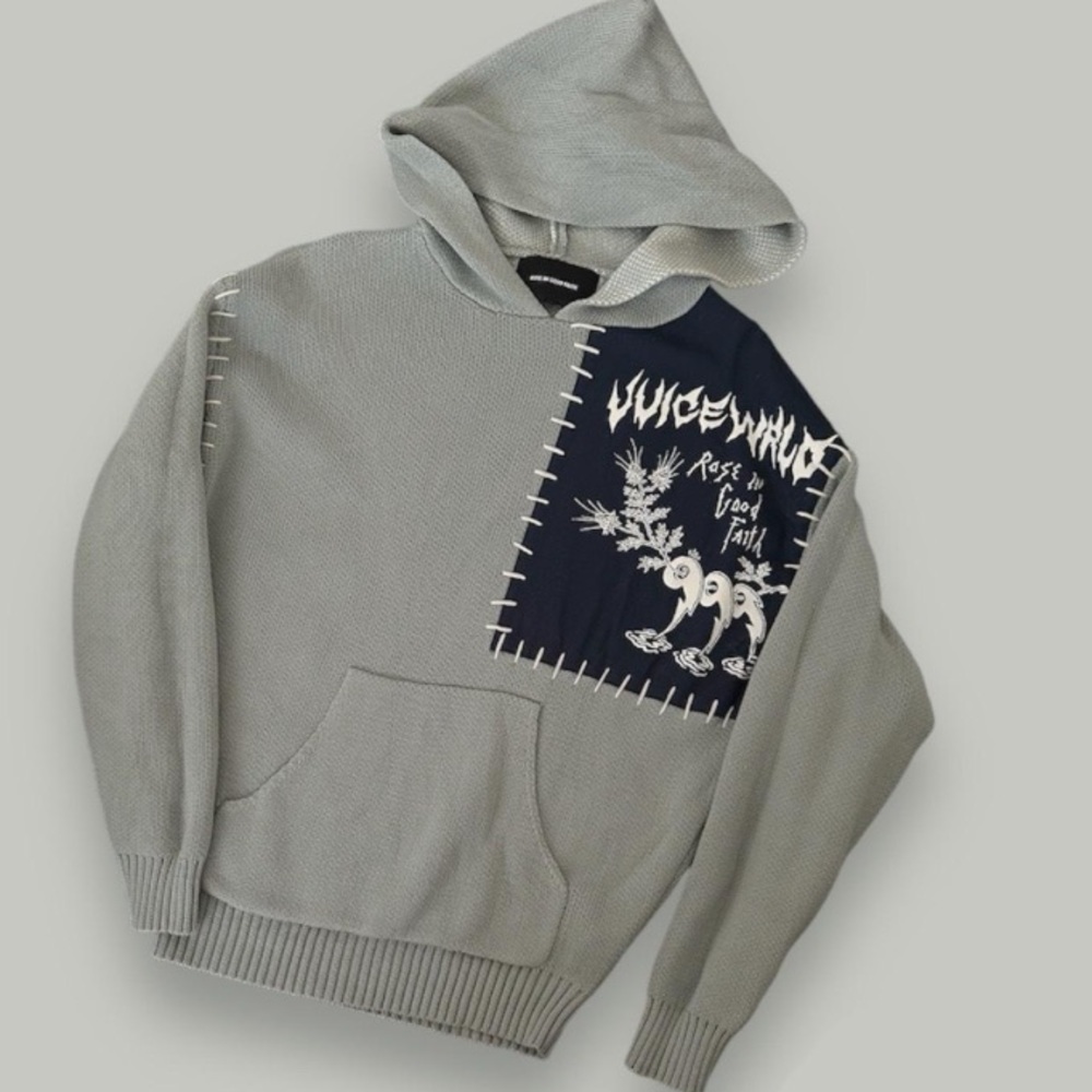 Men's Crewneck Hoodie Sweater with Navy Patch